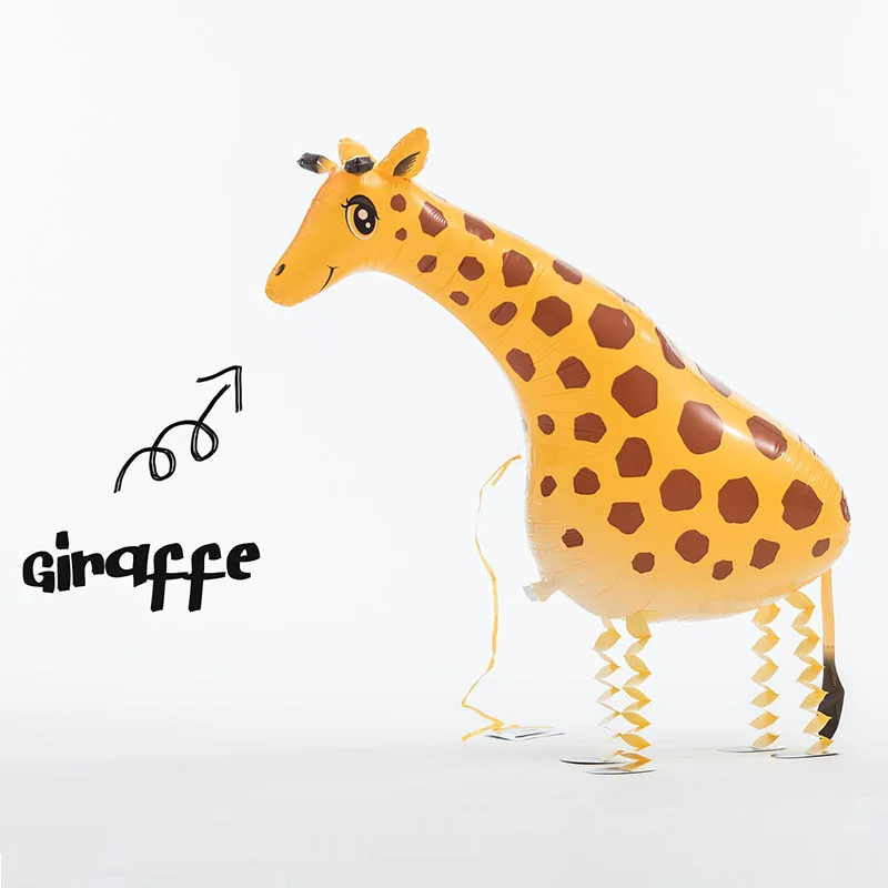 walking giraffe Вечерние воздушные шары из фольги в стиле джунглей, животных, тигра, Льва, обезьяны, зебры, жирафа, коровы, сафари, аксессуары для детской вечеринки на день рождения - Цвет: walking giraffe
