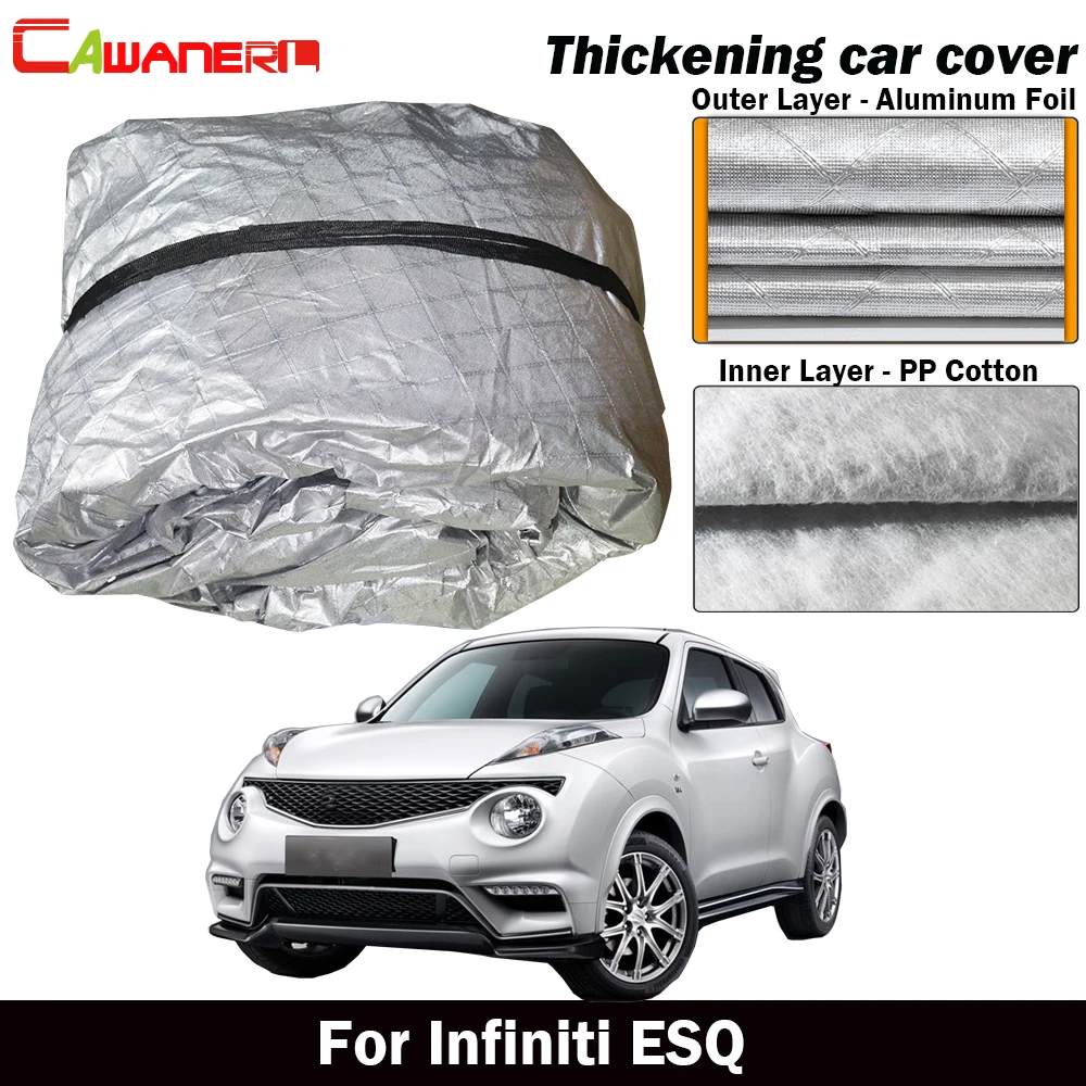 

Cawanerl 3 Layer Cotton Car Cover Waterproof Anti-UV Sun Shade Rain Snow Hail Protection SUV Cover For Infiniti ESQ