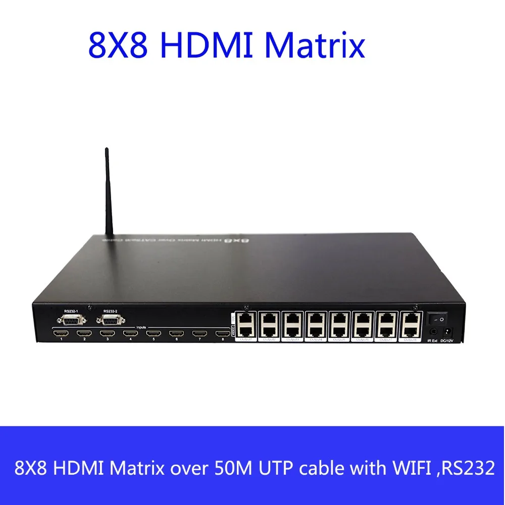 PUZHIJIE 8x8 HDMI матричный коммутатор удлинитель Full HD 8 дисплеев через 50 м 30 Cat5 6 кабель