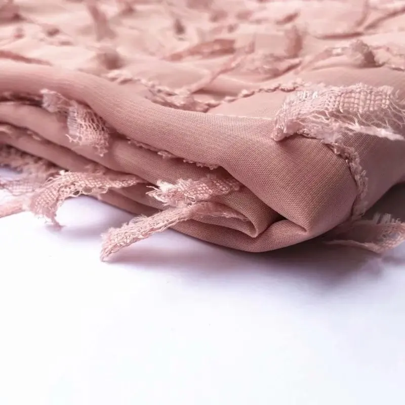

2019 women's fashion hot style chiffon polyester fabric dragonfly jacquard cut flower children's wear fabric prints