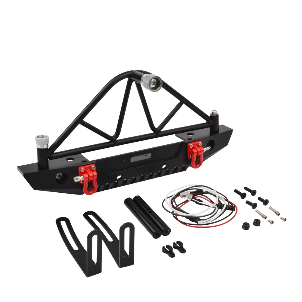1/10 RC Crawler Metal Rear Bumper with Spare Tire Carrier LED for Axial SCX10 90046 car | Игрушки и хобби