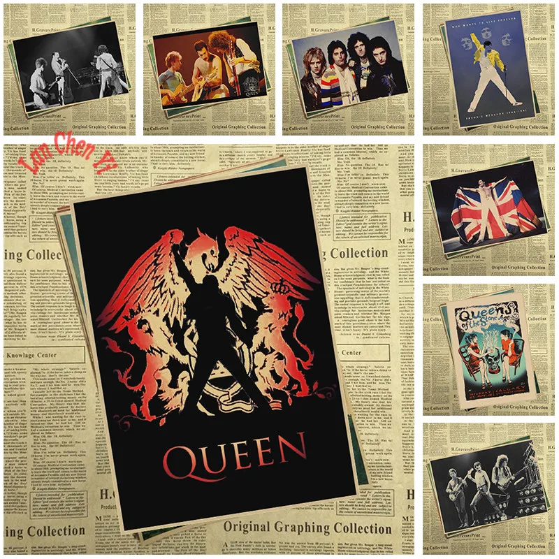С группой Queen музыкальный крафт Бумага плакат Винтаж высокое качество печатным рисунком основной декоративная живопись