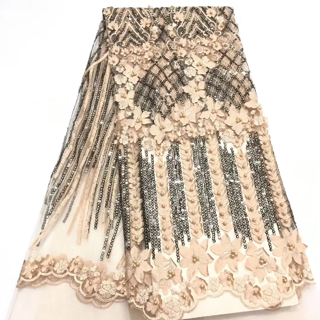5yards Fancy lace embroidery design mesh fabric nigerian net dp | Дом и сад