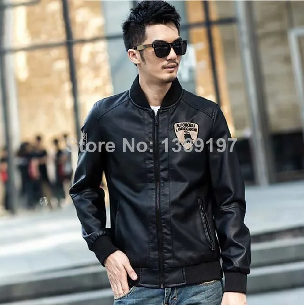 NWT Men's Punk Bomber Biker Motorcycle Slim Fit Faux PU Leather Jacket Blazer Black Coffee Size M L XL XXL MN608&amp006 | Мужская