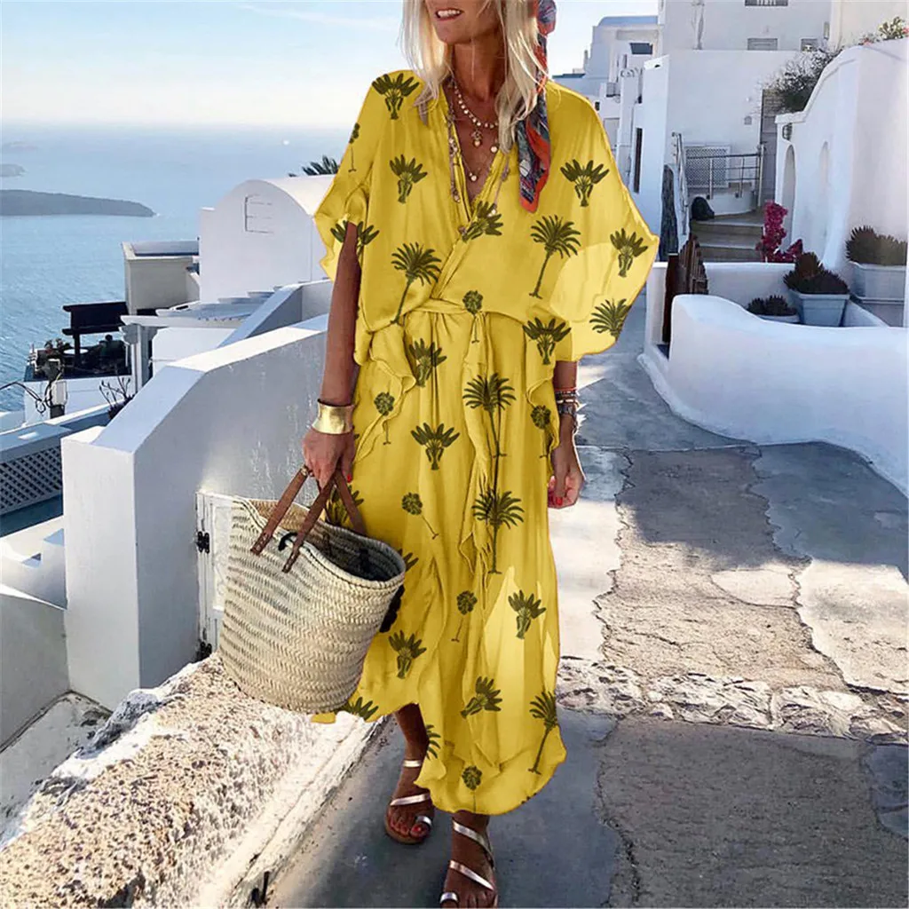 2019 Vestidos размера плюс летняя Пляжное Платье женское богемное длинное платье