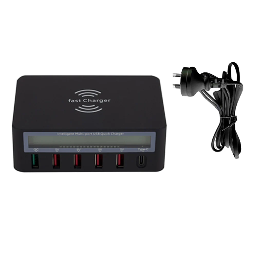 Wireless Fast Charger Tablet Professional Practical LCD Display Phone Multi Port 7 In 1 USB 3.0 Current Qi Voltage | Электроника
