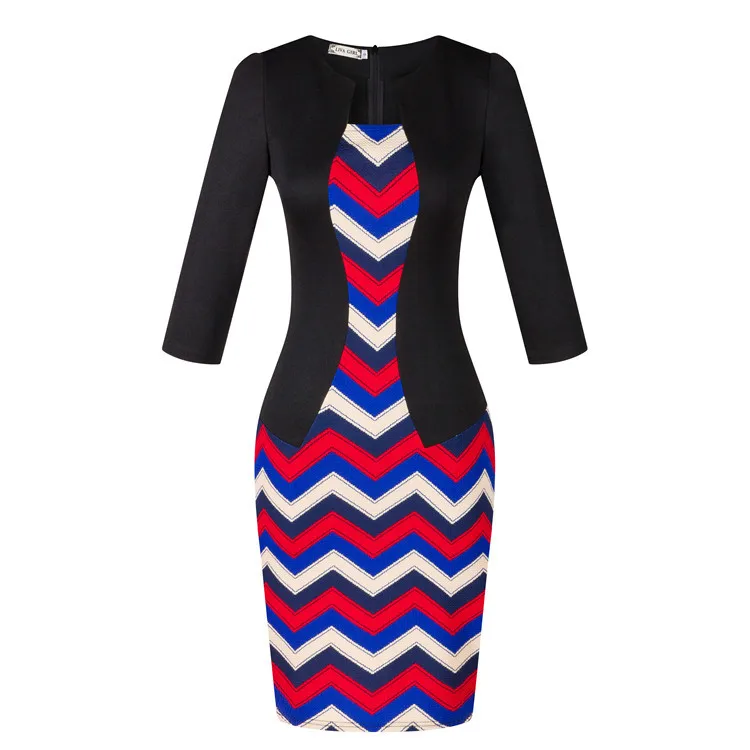 Summer Dress New Ladies Bohemian Seven-point Sleeves Fake Two-piece Professional Bag Hip Pencil | Женская одежда