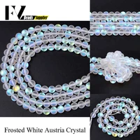 a dull polished white austria crystal round beads diy jewellery 6 8 10 12mm synthesis moonstone beads for jewelry making 15inch