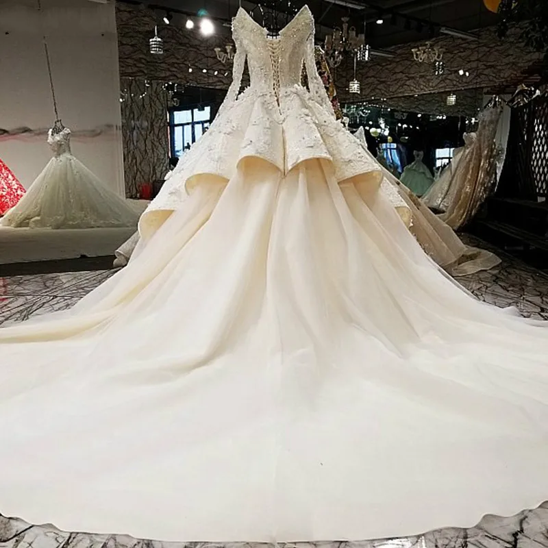 Модные сексуальные свадебные платья с длинными рукавами 2018 новейшее цветочное