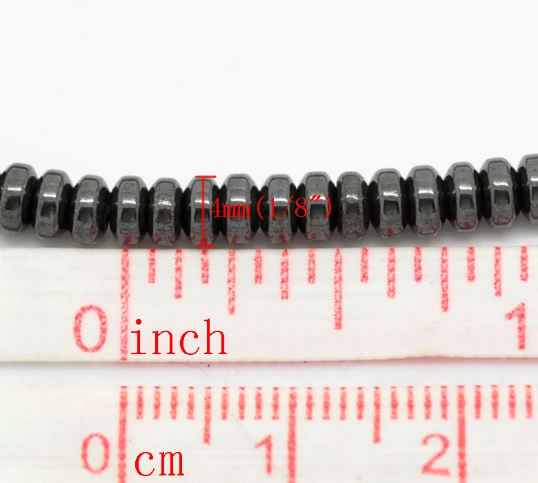 DoreenBeads черные плоские круглые свободные бусины из гематита 4x2 мм около 350 шт. (B19234)