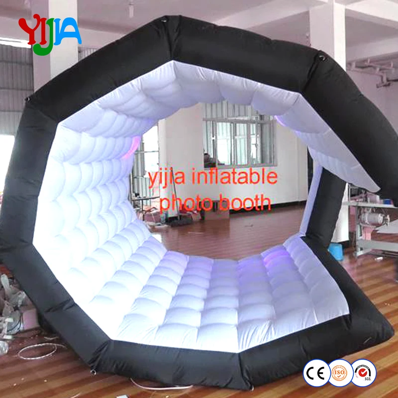 Пользовательский 8ft octagon доказательство или без доказательства черный снаружи, внутри белый надувные photo booth для вечерние