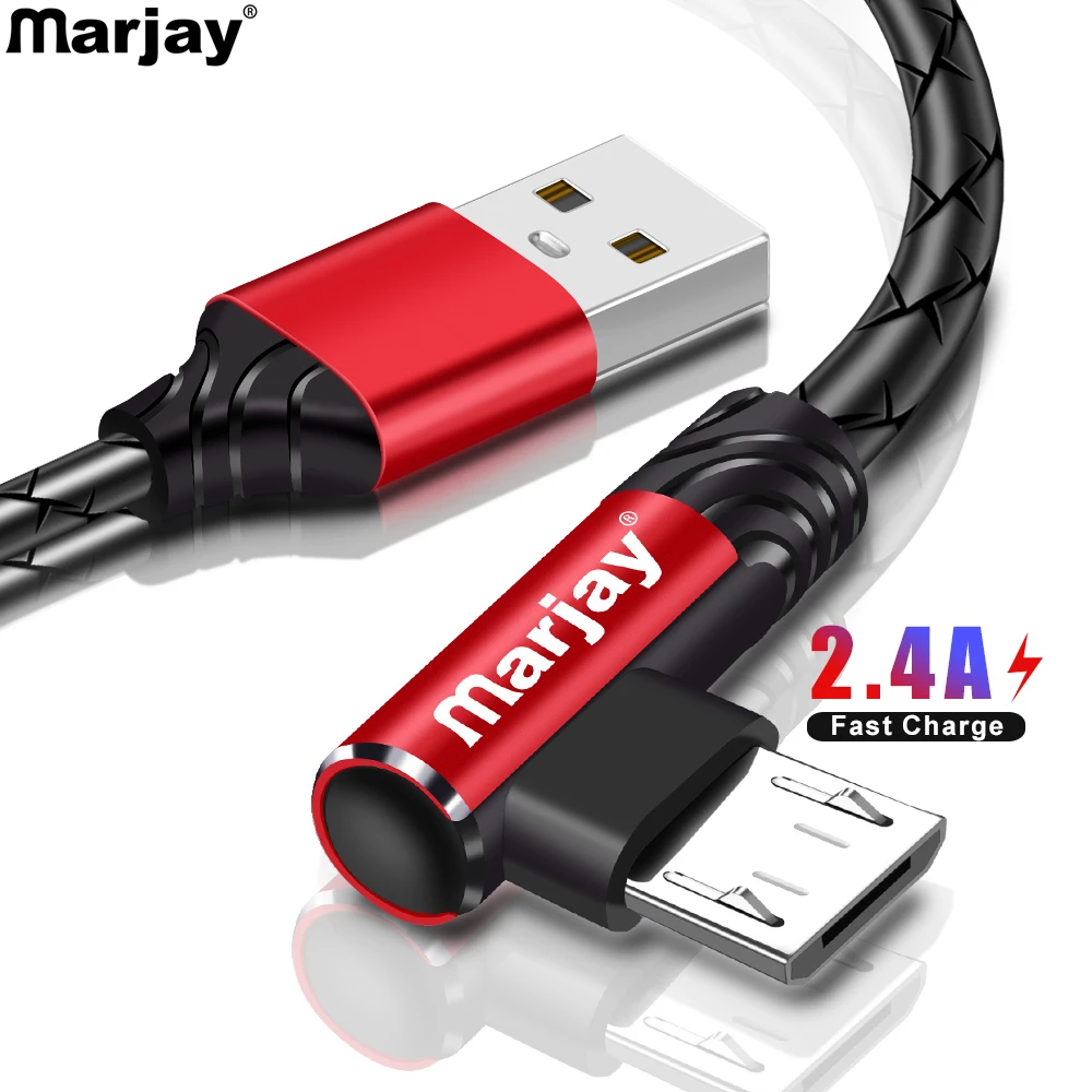 Кабель Micro USB Marjay 90 градусов 2 4 А кабель для быстрой зарядки и передачи данных Samsung