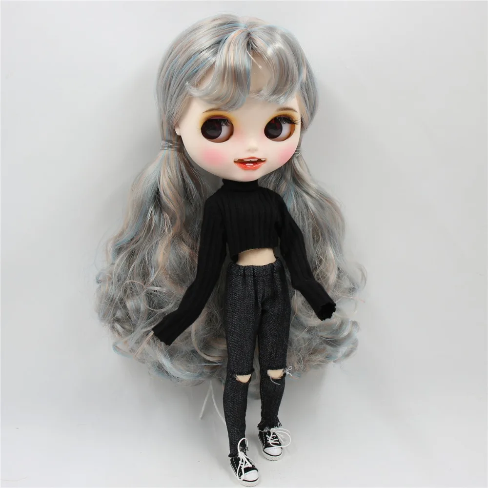 1/6 bjd фабрика blyth кукла синий микс золотые волосы, новое матовое лицо с зубами, белая кожа суставное тело 30 см BL6227/