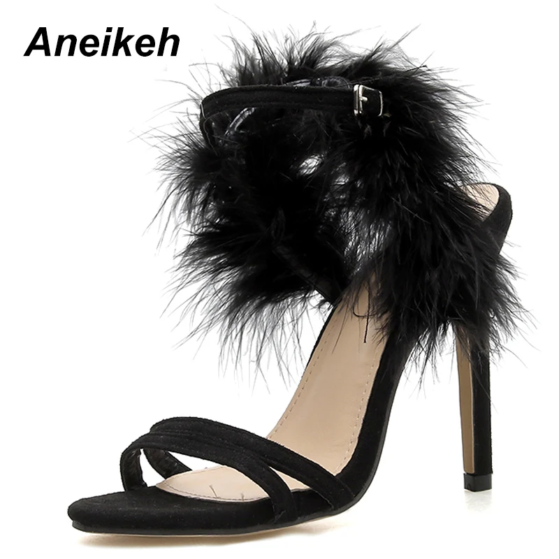 Женские сандалии с ремешком на щиколотке Aneikeh синие гладиаторы Высоком толстом