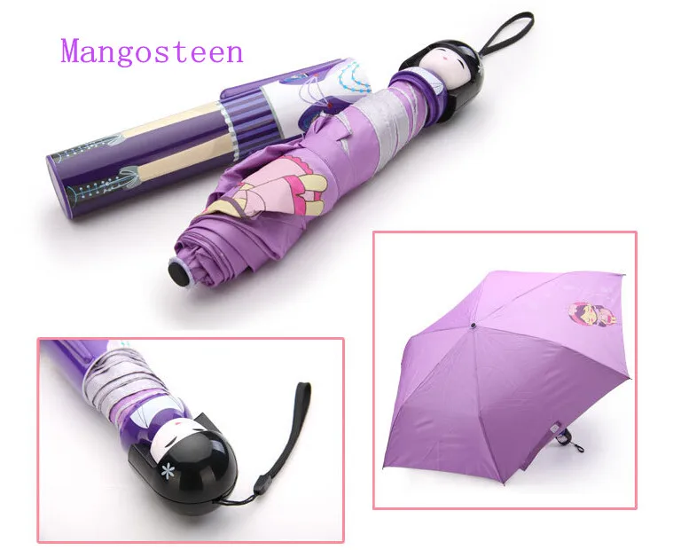 

Wholesale 120pcs/Lot Umbrella Japanese Girl Doll Cartoon Umbrella 3-Folding Umbrella