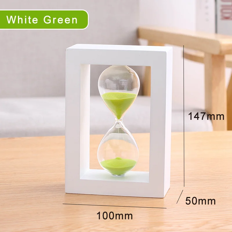 white green Деревянные песочные часы, таймер, песочные часы, 30 минут, песочные часы, обратный отсчет времени, домашний декор, свадебные подарки для гостей, SL-FK - Цвет: white green