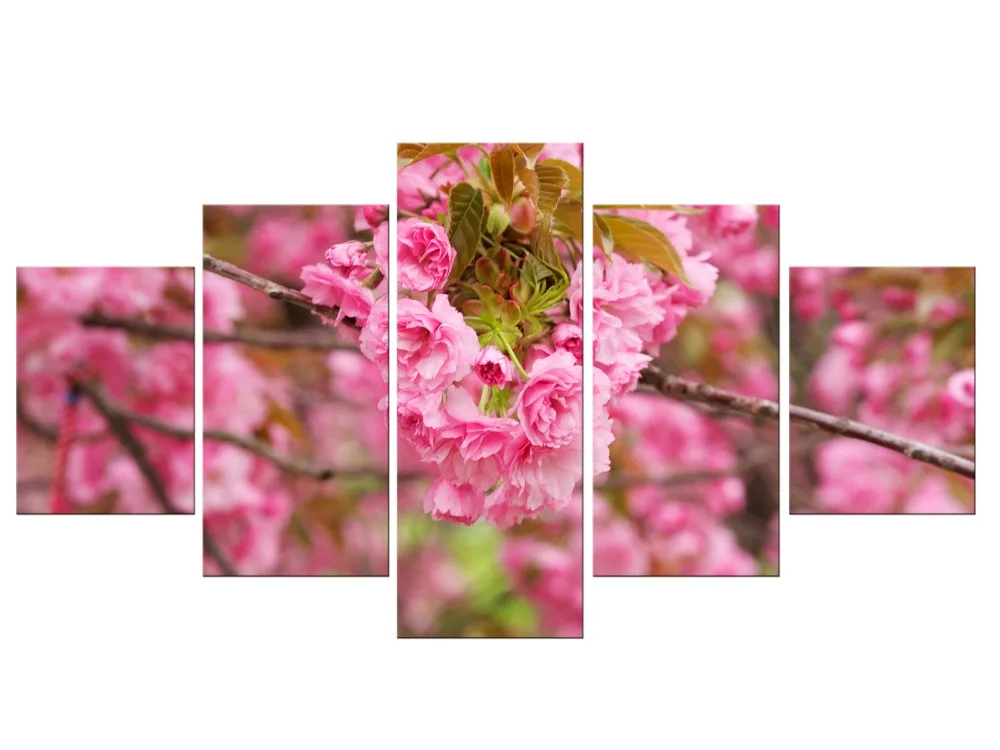 5 шт. плакат Модульная картина из цветков персикового дерева для декоративного