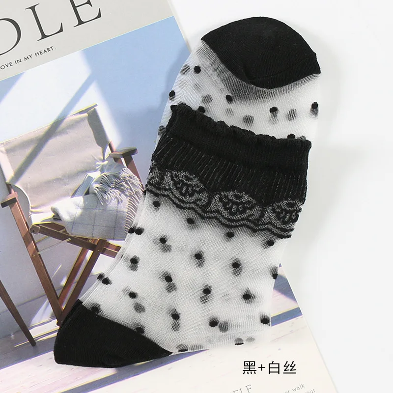 

2019 new Japanese and Korean glass stockings crystal transparent silk stockings summer thin section transparent stockings women