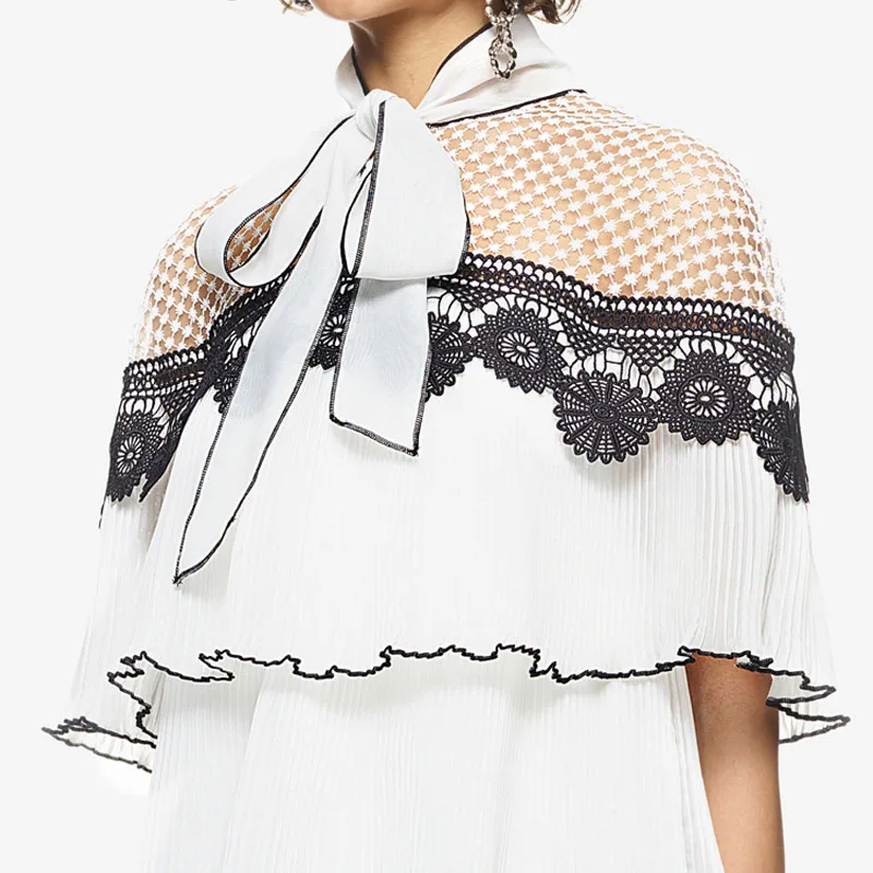 Бохо Лето Для женщин накидка платье монохромный Pleasted мини с вышивкой 2017