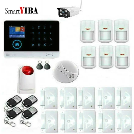 

SmartYIBA WIFI GSM 2G GPRS система сигнализации беспроводной умный дом безопасности приложение дистанционное управление DIY Kit многоязычный переключае...