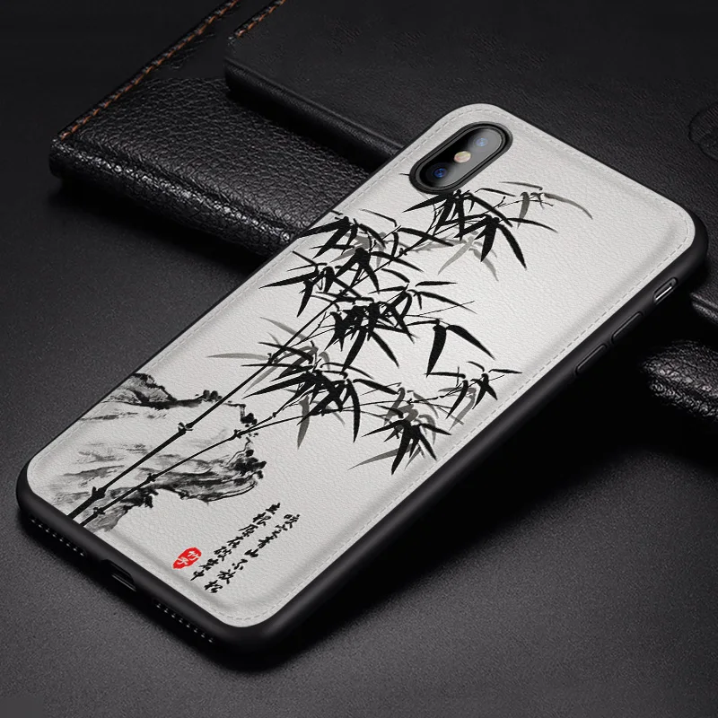 IIOZO природный пейзаж мягкий из искусственной кожи чехол для Iphone X XR XS MAX 6 7 8 plus снежные горы задняя крышка чехол для телефона s - Цвет: bamboo