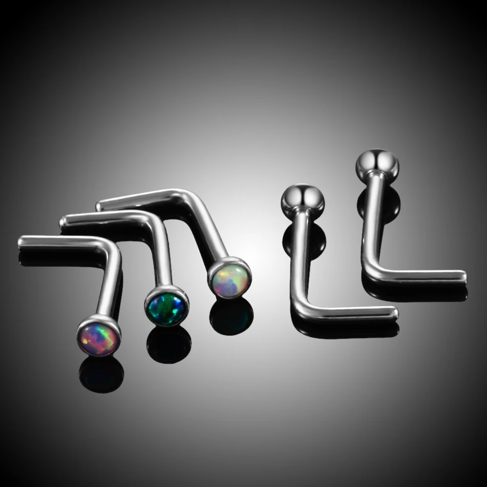 1PC Титановый опаловый ноздревой пирсинг в виде штифта для носа Nariz Screw Piercings Ring Earring Body Jewelry on.