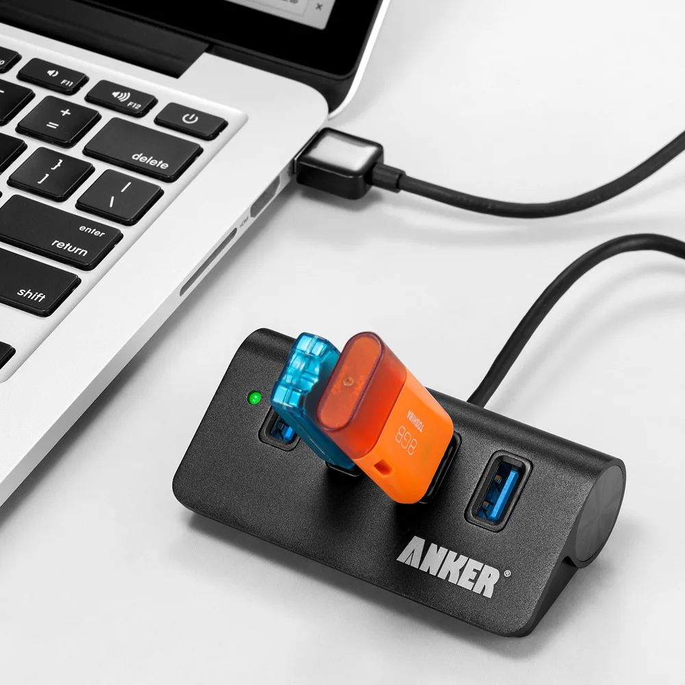 4-портовый алюминиевый концентратор Anker USB 3 0 с кабелем (карбон) | Компьютеры и офис