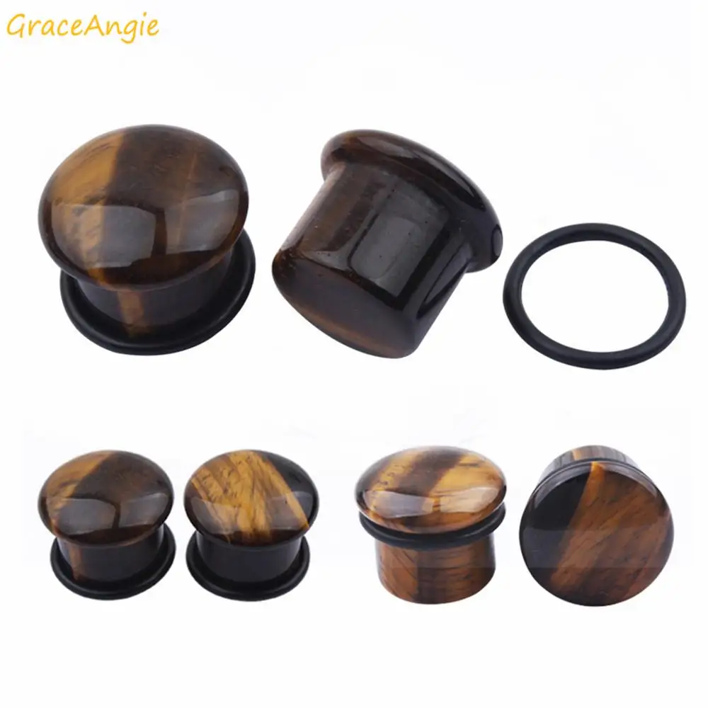 GraceAngie 2 шт./лот круглые тигеритовые затычки для ушей туннель искусственный камень