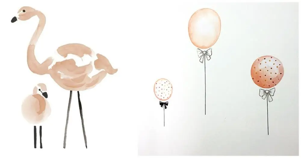 Flamingo and Balloon Скандинавский стиль розовая Наклейка на стену для детской комнаты розовый шар в виде фламинго Наклейка на стену s украшение для детской комнаты ПВХ - Цвет: Flamingo and Balloon