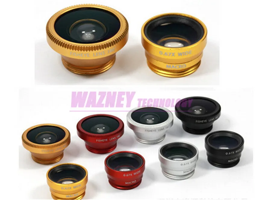 3 в 1 Универсальный клип на рыбном глазу Макро широкоугольный объектив мобильный