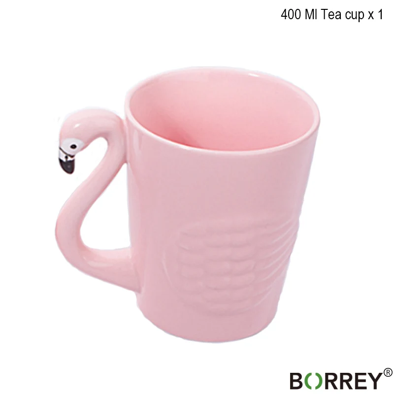 1 tea cup BORREY креативный набор керамических чайников Фламинго чайная чашка набор милые животные кофейная чашка розовый фарфоровый чайник подарок на день рождения украшение - Цвет: 1 tea cup