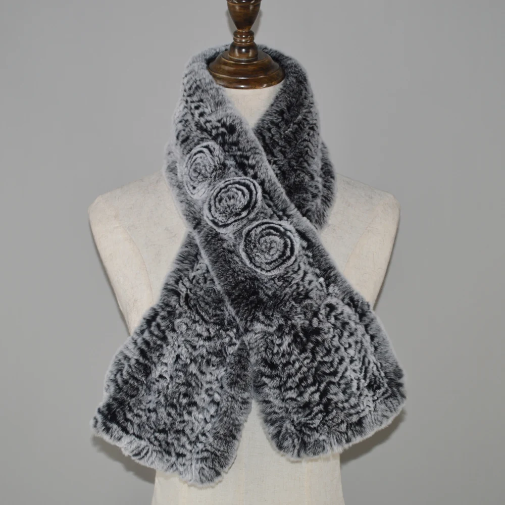 2020 Настоящий мех кролика кольцо женские зимние шарфы шарф из меха Рекс теплые