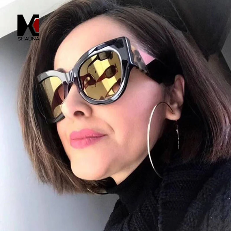 SHAUNA модные разноцветные женские солнцезащитные очки кошачий глаз Ретро Мужские градиентные линзы UV400