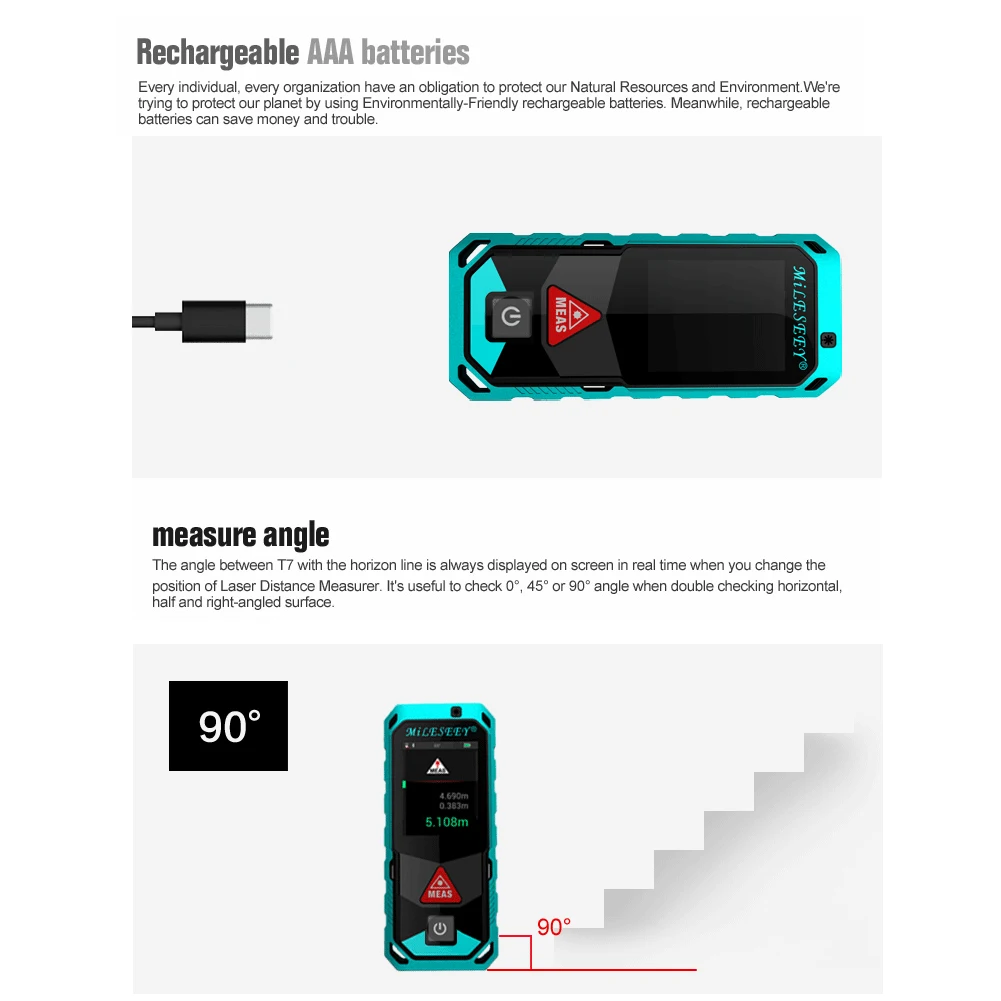 40 M/60 M/Bluetooth цифровой лазерный дальномер ручной дальномер поворотный сенсорный экран лазерный измеритель с камерой