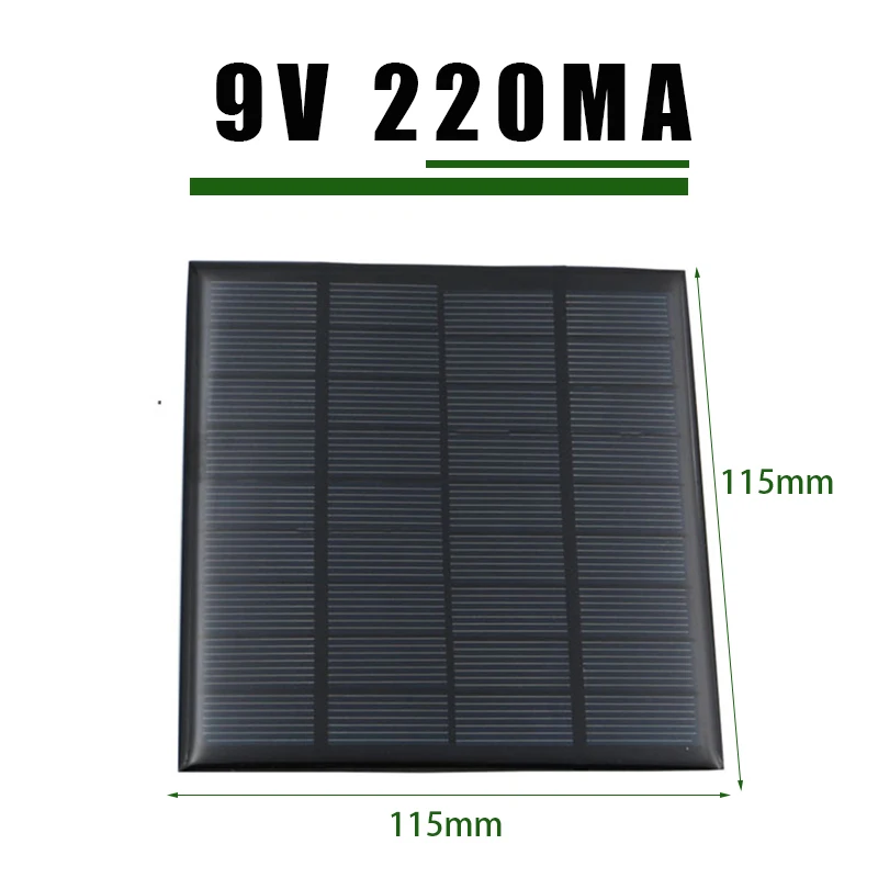 2W 9V 220ma Новая 12В 9В 6В солнечная панель, стандартный эпоксидный поликристаллический кремний, сделай сам, батарея, зарядное устройство для сотового телефона, мини солнечная батарея 2 Вт 3 Вт 4,5 Вт - Цвет: 2W 9V 220ma