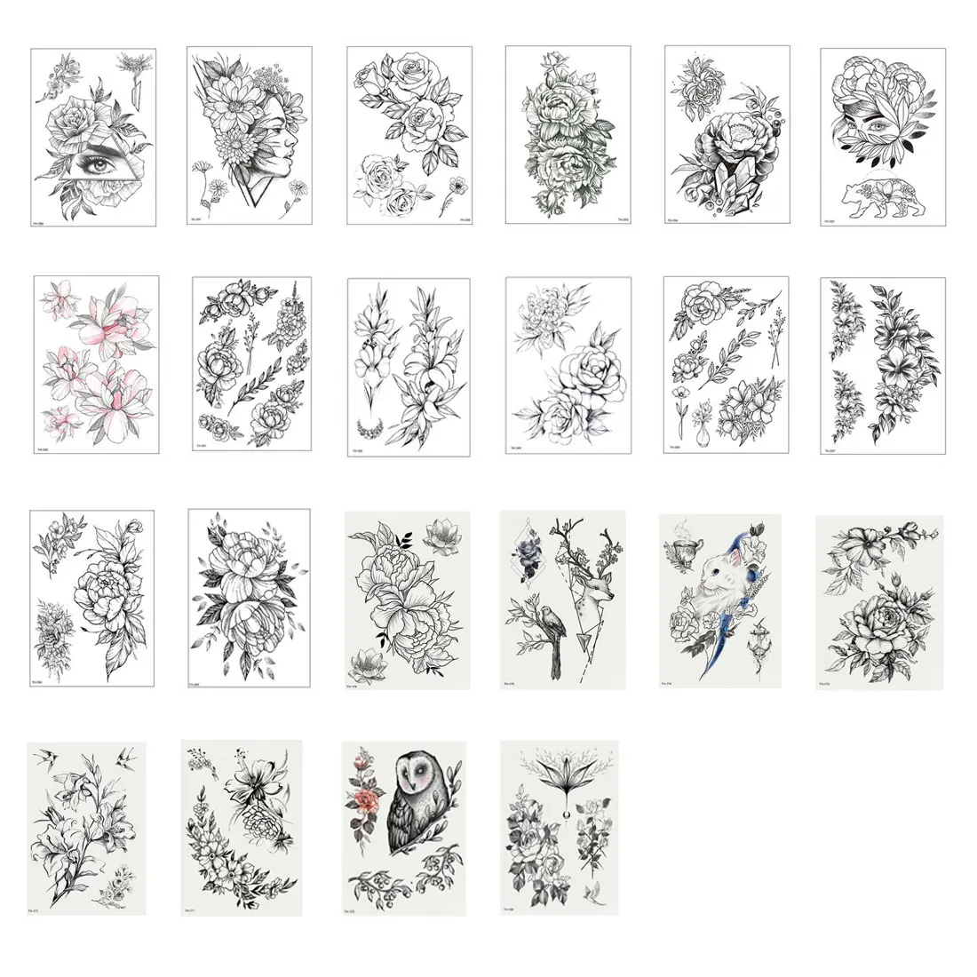 

Sketch Line Peony Pattern Tatto 1pcs Waterproof Temporary Tattoo Sticker Water Transfer Rose Body Art Fake Arm Tatoo Stickers