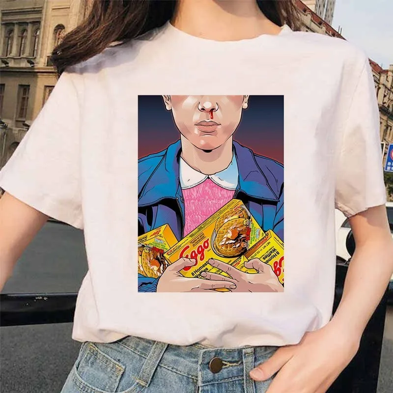 Новые странные вещи 3 Harajuku футболка женская с перевернутым пухом Ullzang Футболка
