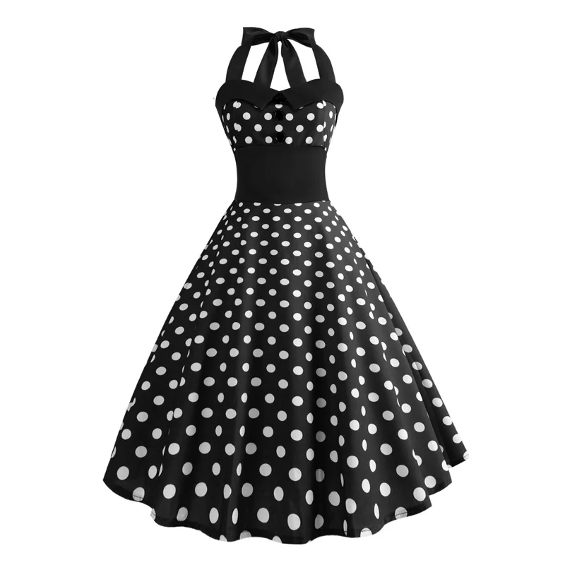 HeyGalSing Винтажное платье 2018 Лето рукавов Холтер Pin up vestidos Для женщин элегантный