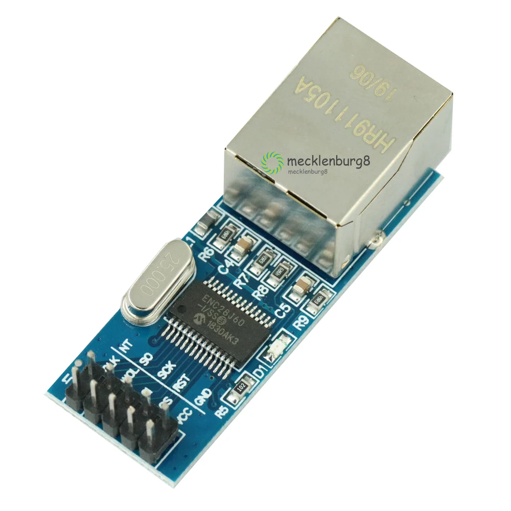 Сетевой модуль Mini ENC28J60 Ethernet LAN 3 В 25 МГц кристальная плата для Arduino 51 AVR SPI интерфейс