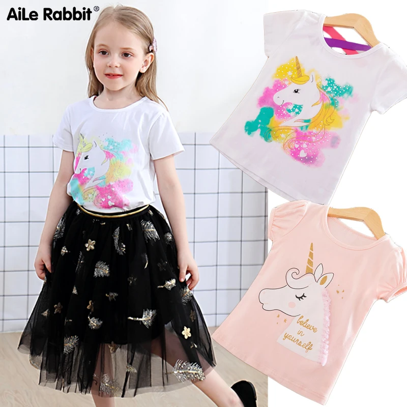 Детская футболка для девочек летние хлопковые топы маленьких мальчиков футболки