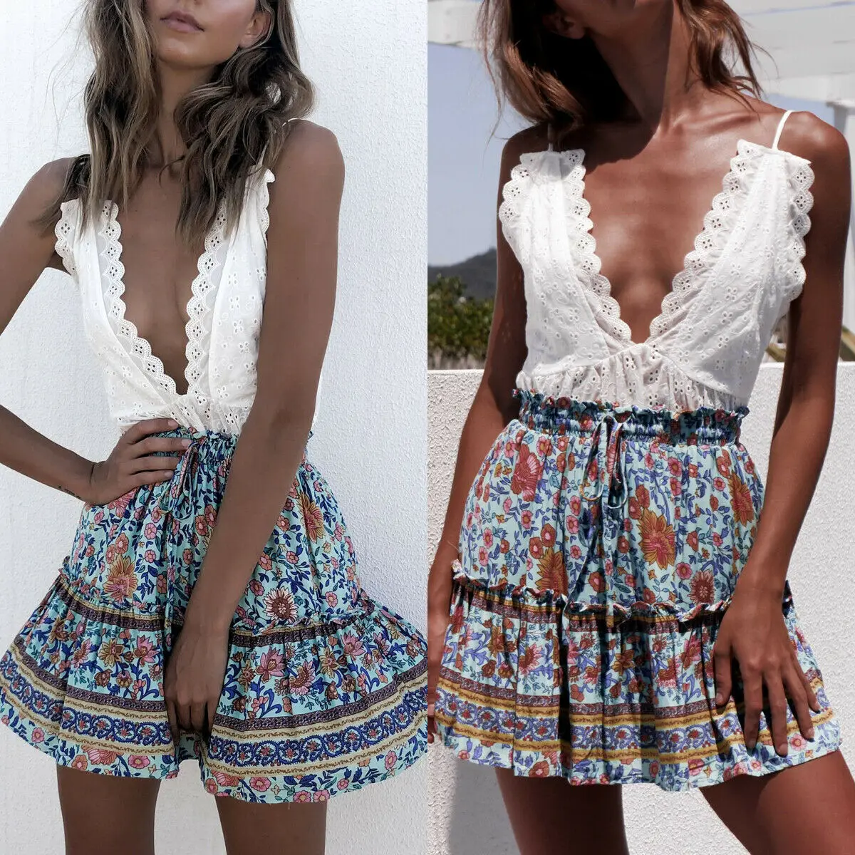 Женский Длинный Шифоновый Сарафан в стиле бохо с цветочным принтом|Женские юбки|