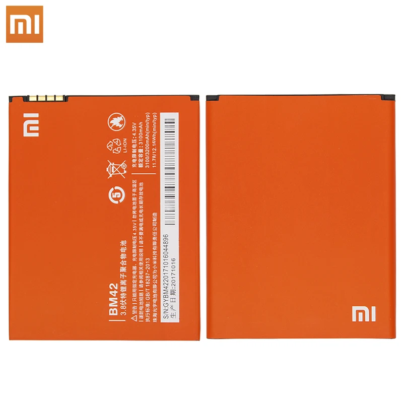 Xiao Mi Phone Battery BM42 для Xiaomi Redmi Note 4G Prime Hongmi 3100 мАч литий ионная запасная Оригинальная