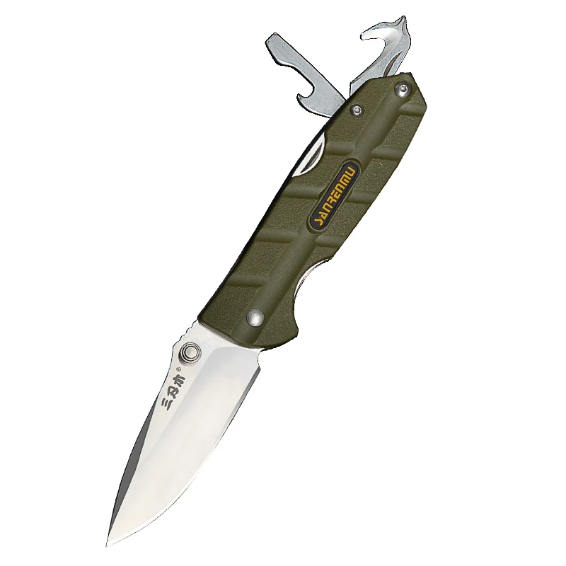 GREEN Sanrenmu 7092 складной многофункциональный складной нож 12C27 лезвие PA66+ GF ручка Открытый Отдых Охота резка EDC карманные инструменты - Цвет: GREEN