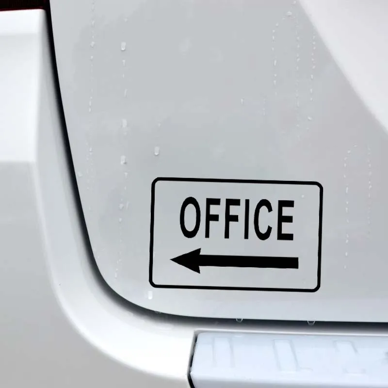 

YJZT 18CM*11.6CM Graphics Office With Left Arrow Sign Vinyl Decal Car Sticker Black/Silver C10-02006