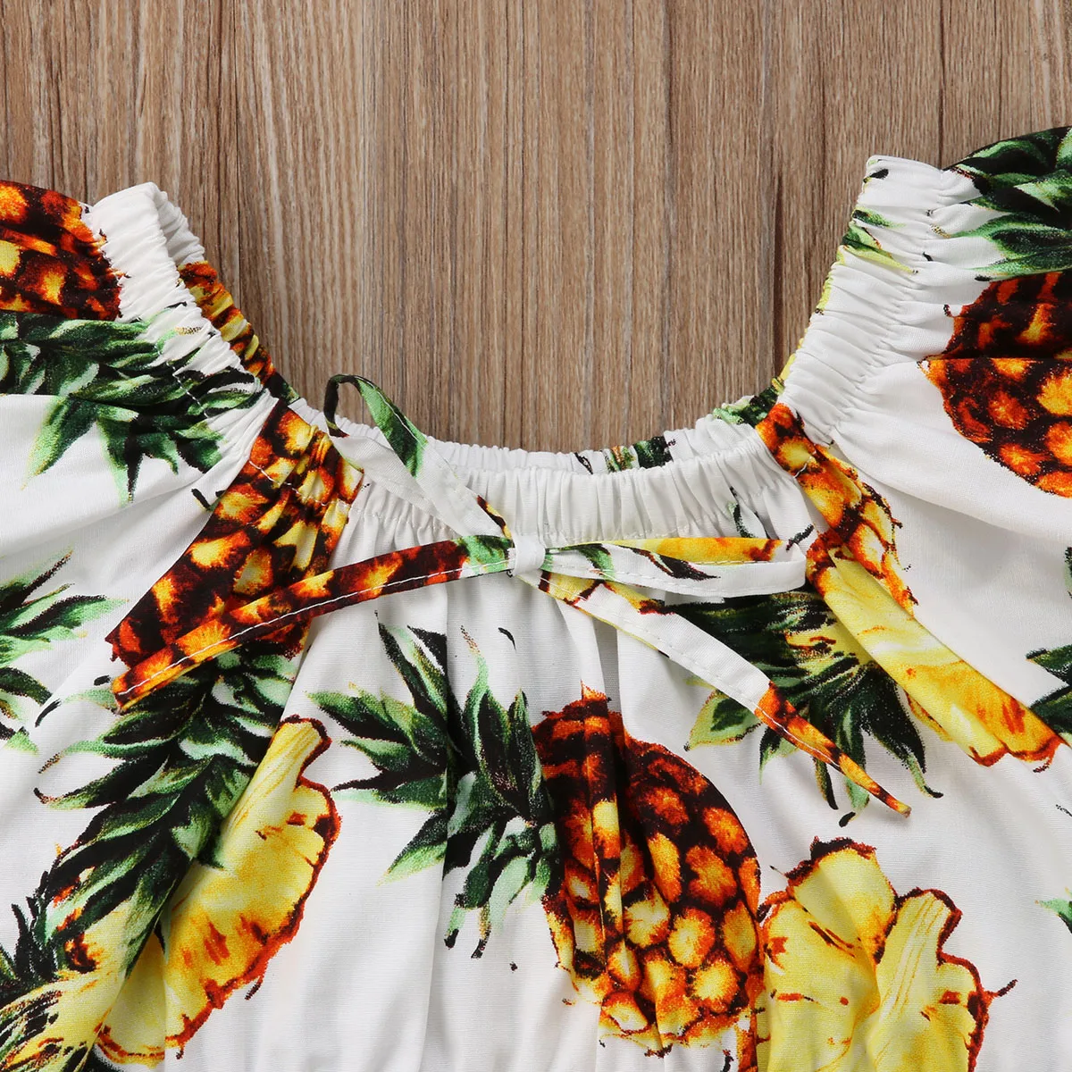 Cute Kids Baby Girls Pineapple Print Off Shoulder Crop Tops Shorts Pants Outfits Clothes | Детская одежда и обувь