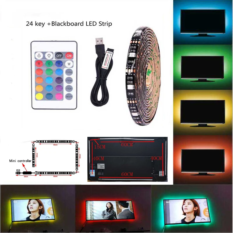 2835 5050 SMD RGB USB зарядное устройство Светодиодная лента 5 в постоянного тока кабель