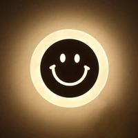 indoor 10w led wall sconce lamp fixture high power acrylic bedside light roundness smile shape living room hallway white shell