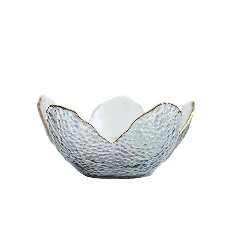 Gold rimed elegant glass salad bowls Cherry blossoms fruit candy | Дом и сад