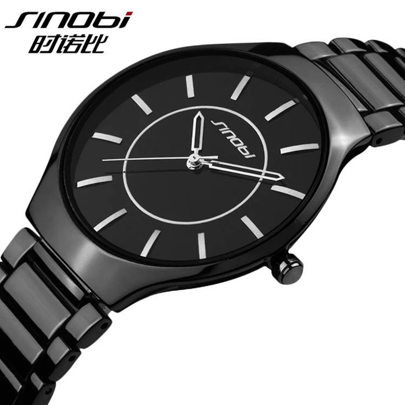 SINOBI Luxury brand мужчины стали вольфрама кварцевые часы Просто мода бизнес