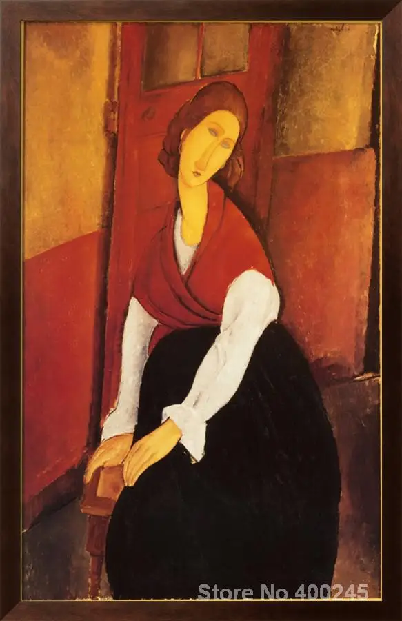Обнаженная картина от Amedeo Modigliani Jeanne Hebuterne в красном шали Декор Redroom ручная работа